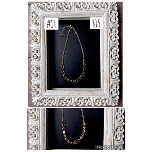 Black Crystal and Goldtone Necklace